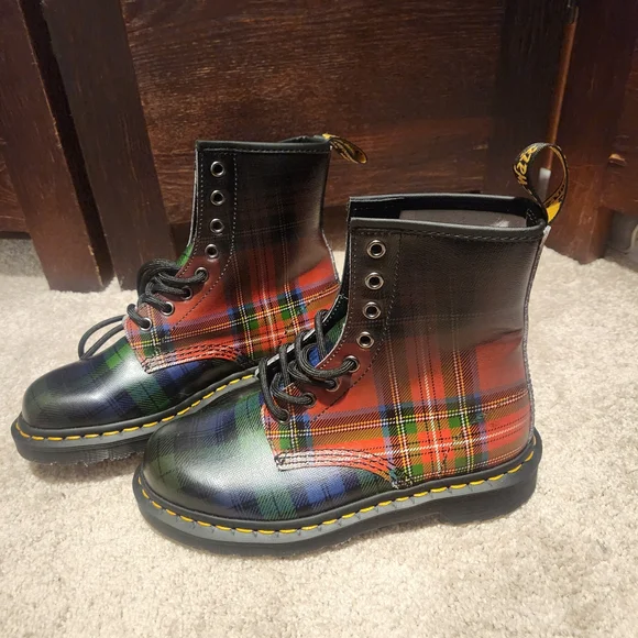 Dr. Martens Black and Red Tartan Boots - Picture 5 of 5
